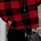 Red Plaid Zip Collar Plush Pullover Sweatshirt