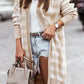 Open Front Plaid Long Cardigan