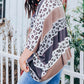 Gray Plus Size Leopard Striped Color Block Oversized Top