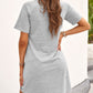 Gray Raglan Sleeve Striped Cotton-blend T-shirt Mini Dress