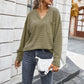 Simple solid color V-neck blouse