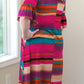 Multicolor Ruffled Sleeves Serape Print Plus Size Dress