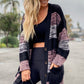V Neck Buttons Front Colorblock Cardigan with Pockets