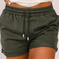 Tie Waist Side Pockets Cuffed Lounge Shorts