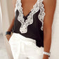 Black Lace Splicing Spaghetti Straps Vest