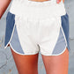 Blue Color Block Split High Waist Shorts