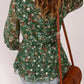 Floral Print Wrap V Neck Peplum Top