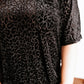 Black Plus Size Leopard Emboss V Neck Top