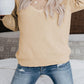 Lace Collar V Neck Ribbed Sweater