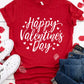 Happy Valentine's Day Heart Print Short Sleeve T Shirt