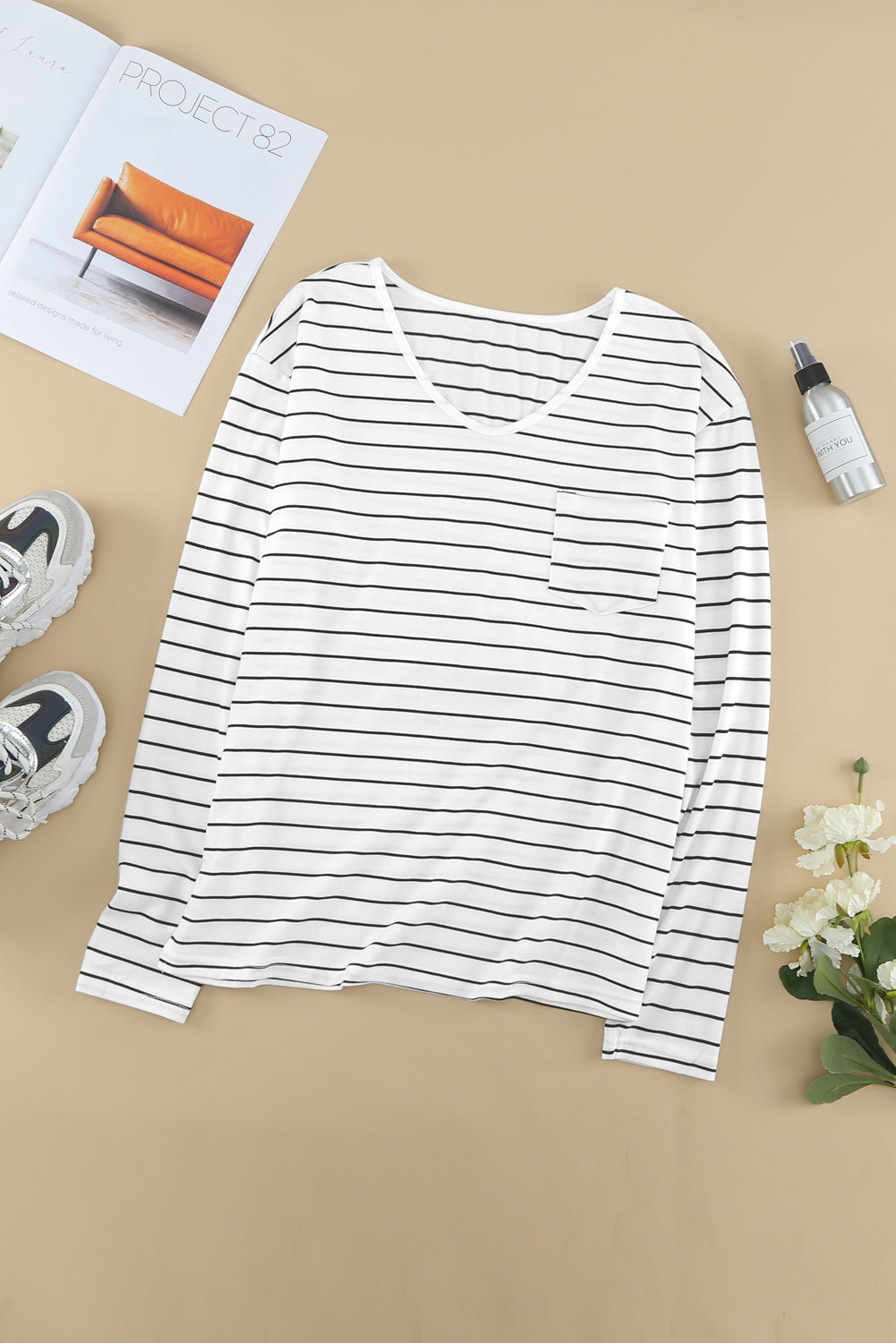 V Neck Long Sleeve Top