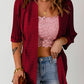 Ribbed Open Front Knit Cardigan