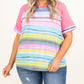 Striped Plus Size Raglan Sleeve Top
