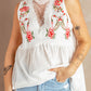 White White Embroidered Crochet Babydoll Tank
