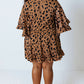 Plus Size Leopard Shift Dress with Ruffle