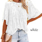 Paneled Lace Floral Flared-Sleeve Chiffon Top