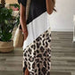 Black Leopard Color Block Side Slit T Shirt Maxi Dress