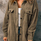 Gray Turn Down Collar Buttoned Shirt Jacket