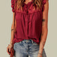 Red Ruffled Swiss Dot Mesh Yoke Tank Top