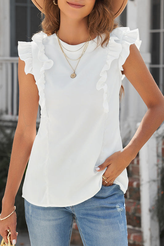 White Ruffles Tie up Sleeveless Top