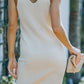 Khaki V Neck Sleeveless Ribbed Mini Dress