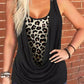 Black Leopard Ruched Fake Two-piece Tank