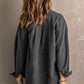 Gray Turn Down Collar Buttoned Shirt Jacket