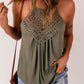 Green Crochet Lace Detail Tank Top