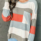 Color Block Ribbed Long Sleeve Top with Pocket