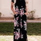 Black Contrast Floral Empire Waist Maxi Dress