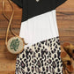 Black Leopard Color Block Side Slit T Shirt Maxi Dress