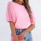 Pink Tulle Puff Sleeve Top