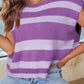Purple Striped Knit Boxy Fit Sweater Vest