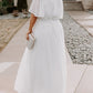 White Wrap V Neck Belted Plus Size Flowy Maxi Dress