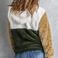 Colorblock Fluffy Faux Fur Hoodie