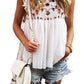 White Floral Embroidered Swiss Dot Ruffled Tank Top