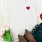 White Valentines Heart Pattern Embroidery T Shirt