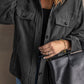 Gray Turn Down Collar Buttoned Shirt Jacket