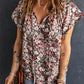 V-neck Short Sleeve Fashion Print Fantasy Fluttering Blouse