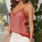 Spaghetti Strap Printed Lace Tank Top