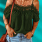 Crochet Neckline Off-shoulder Short Sleeve Top
