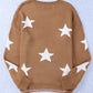 Brown Stars Kangaroo Pocket Pullover Sweater