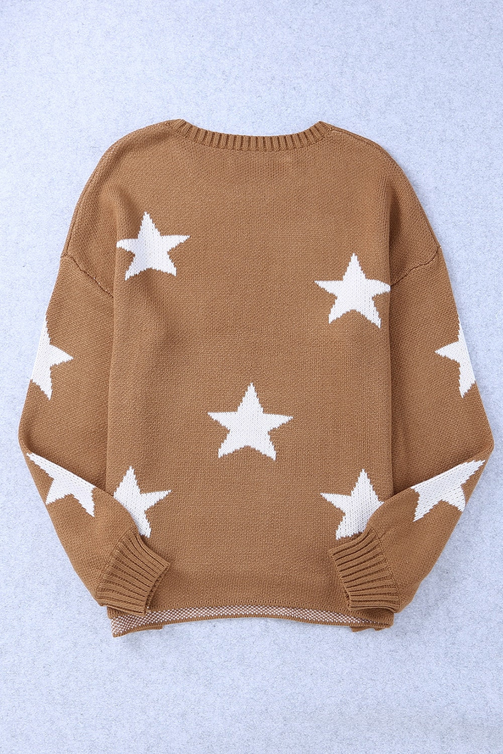 Brown Stars Kangaroo Pocket Pullover Sweater