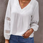 Deep V Neck Crochet Hollow-out Blouse