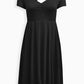 Black Plus Size Ruched Sweetheart Fit and Flare Midi Dress