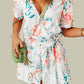 Floral Print Puff Sleeves Romper