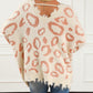 Animal Print Distressed Trim Fuzzy Sweater