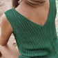 Hollowed Knit V Neck Tank Top