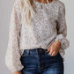 Leopard Crew Neck Long Sleeve Blouse