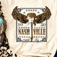 NASHVILLE Guitar Wings Graphic Print Crewneck T Shirt